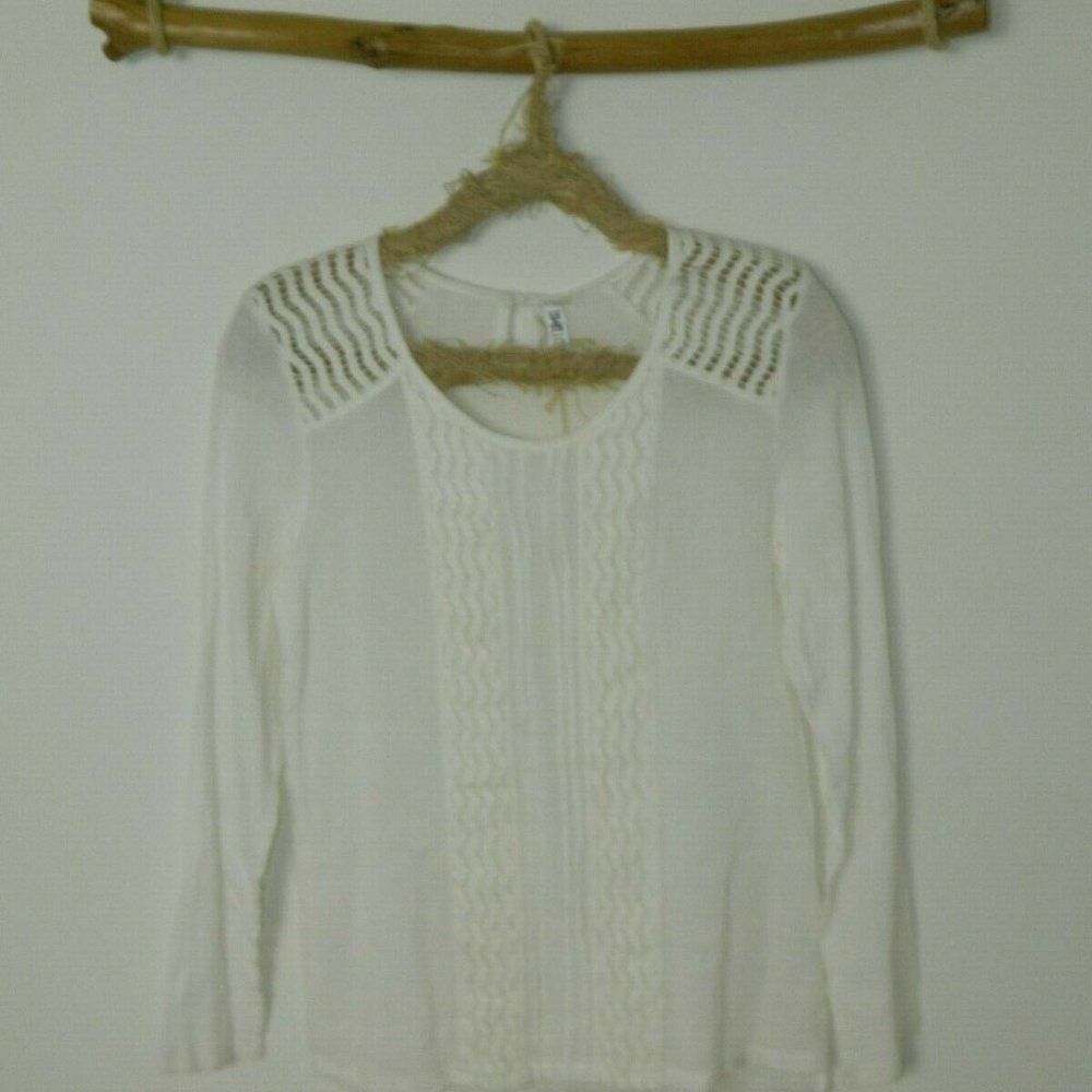 Monoreno Boutique Blouse Ivory Embroidered Peasant Small‎